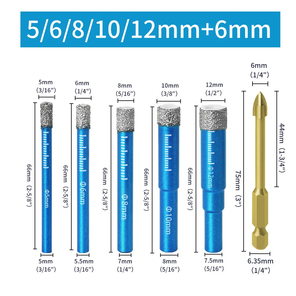 Diamond Dry Drilling Bit 1Pc 5-16mm Round Shank