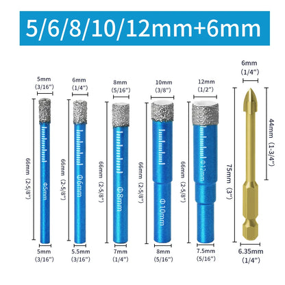 Diamond Dry Drilling Bit 1Pc 5-16mm Round Shank